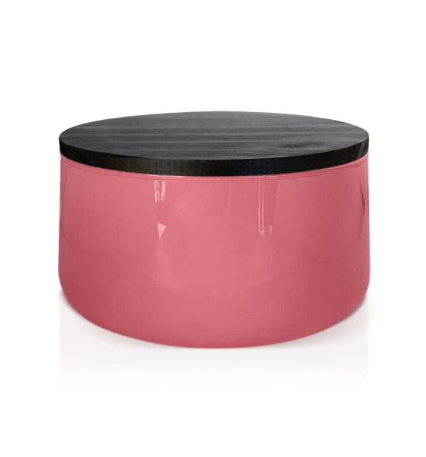 Pink Glass Candle Bowl with Black Wooden Lid 350ml Discount