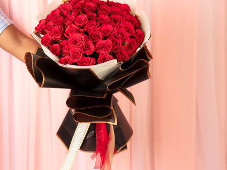 50 Red Roses Hand Tied Bouquet Fashion