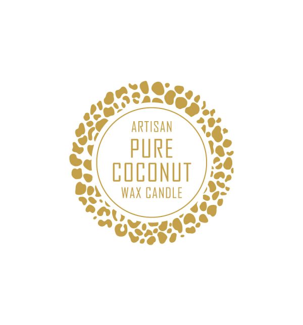 15. Artisan Pure Coconut Wax Label 4.2cm Dia - Transparent with Gold Foiling Online Hot Sale