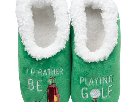 Playing Golf Snoozies Pairables - Men s Sherpa House Slippers Fashion