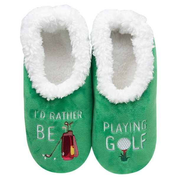 Playing Golf Snoozies Pairables - Men s Sherpa House Slippers Fashion