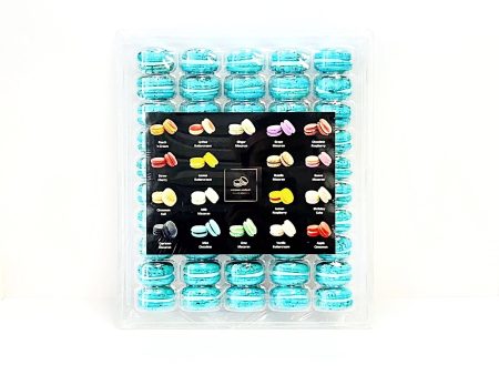 50 Pack  blue raspberry and white chocolate French macaron value pack For Discount