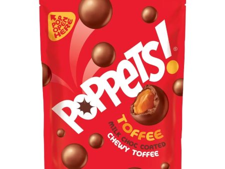 Poppets Milk Chocolate Coated Chewy Toffee Pouch 130g For Sale