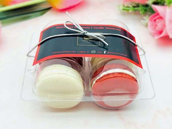 6 Vanilla & Red Velvet Macarons Value Pack Sale