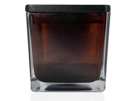 Amber Square Glass Candle Jar with Black Wooden Lid 250ml Discount