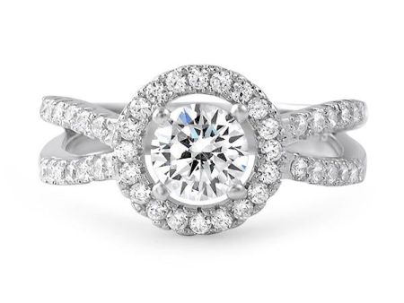 1.00 Carat CZ Halo Split Shank Ring Online Hot Sale