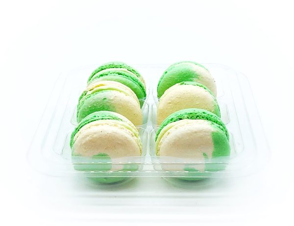 6 Pack green tea latte macarons | Perfect for your next celebratory event. For Sale