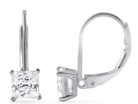 1.40 CTW Princess Cut CZ Leverback Earrings Hot on Sale