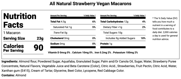 All Natural Strawberry Vegan Macarons Supply