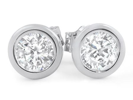 0.92 CTW Silver Martini Bezel Set CZ Stud Earrings Supply