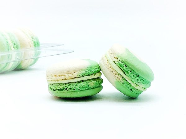 6 Pack green tea latte macarons | Perfect for your next celebratory event. For Sale