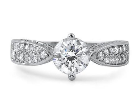 1.26 CTW Unique Silver CZ Engagement Ring Online Hot Sale