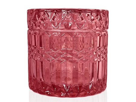 Darcy Vintage Cut Glass Candle Jar with Lid - 200mls - Pink Sale