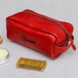 Red Genuine Leather Washbag Cheap