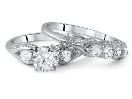 1.15 CTW Silver Fancy 3 Stone Engagement Ring Set Online Sale