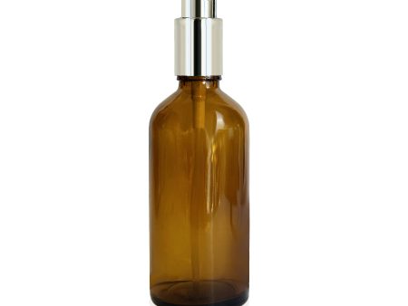 100ml Amber Glass Bottle with Sprayer and Silver Lid Online Sale