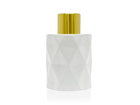 50ml Diamond Cut White Diffuser Bottle - Gold Collar Discount