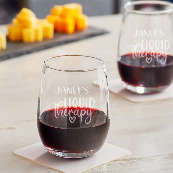 Set of Two Personalised Stemless Wine Glass Discount