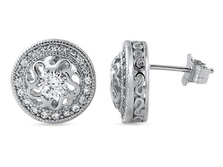 0.90 CTW CZ Art Deco Vintage Stud Earrings Online Sale