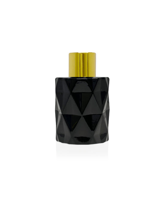 50ml Diamond Cut Black Diffuser Bottle - Gold Collar For Discount