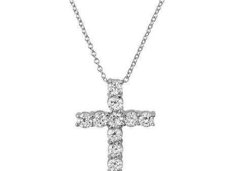 1.20 CTW CZ Prong Set Cross Silver Necklace Online