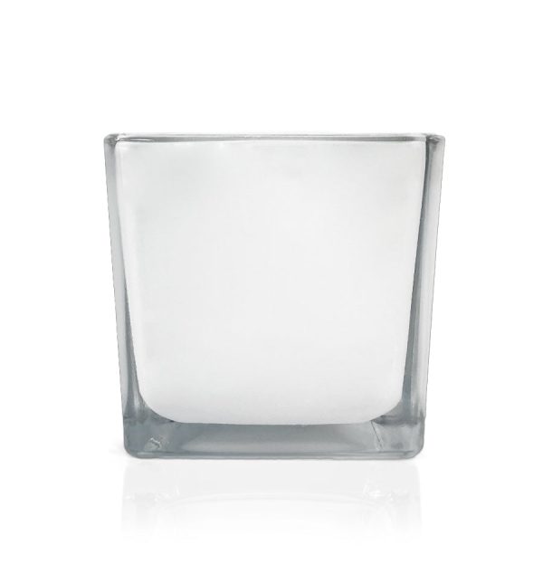 Seconds - White Square Glass Candle Jar 250ml For Sale