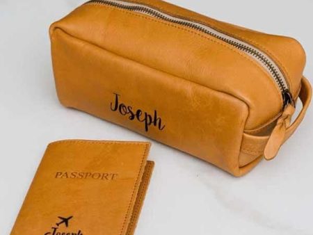 Genuine Leather Travel Set - Tan Supply