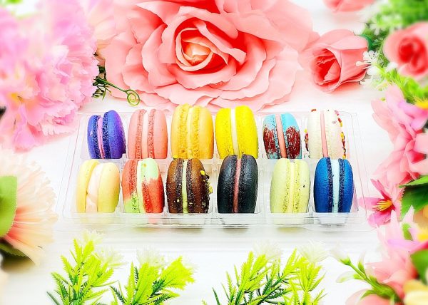 Surprise Me! 12 Pack Vegan French Macarons Set | , Dairy Free | 12 Different Flavors of Fun! For Sale