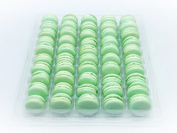 50 Pack Apple Chocolate Buttercream  French Macaron Value Pack (Light Green) For Sale