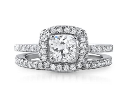 1.00 CTW Cushion Cut CZ Bridal Ring Set Online