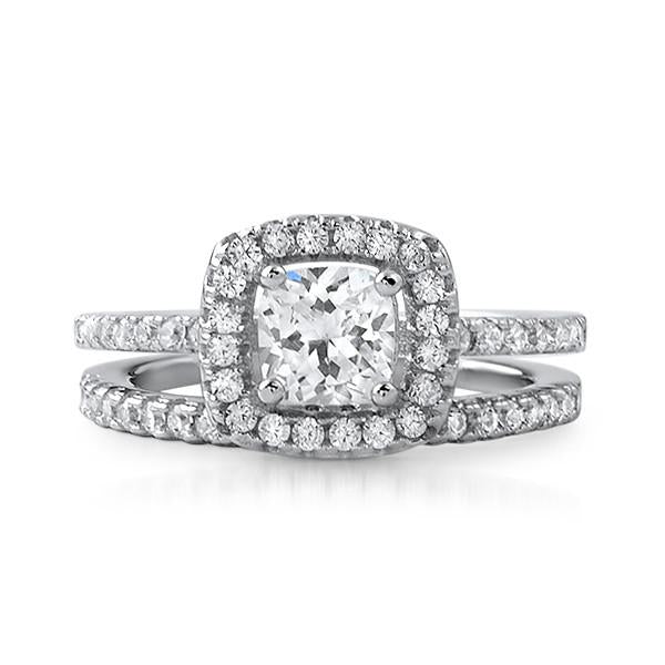 1.00 CTW Cushion Cut CZ Bridal Ring Set Online