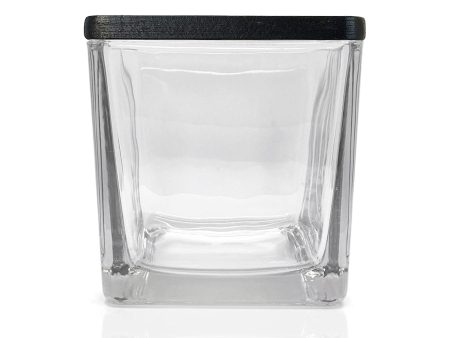 Clear Square Glass Candle Jar with Black Wooden Lid 250ml Online Hot Sale