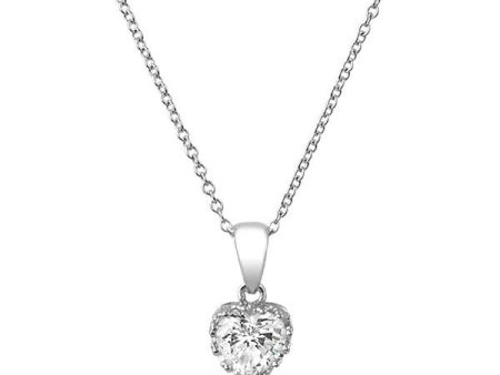 1 Carat Heart Cut CZ Necklace With Crown Setting Cheap