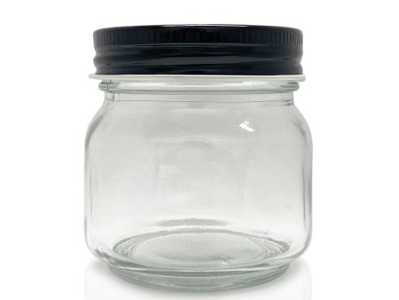 Cube Jar - Clear Glass with Black Metal Lid 250mls Online Sale