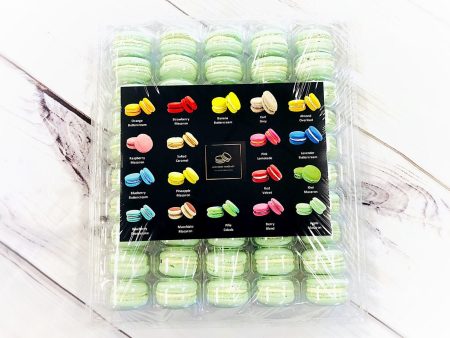 50 Pack Apple Chocolate Buttercream  French Macaron Value Pack (Light Green) For Sale