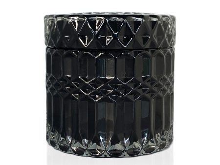 Darcy Vintage Cut Glass Candle Jar with Lid - 200mls - Black on Sale