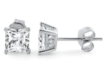 1.40 CTW Princess Cut CZ Studs Floral Setting Online