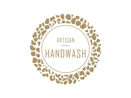 22. Artisan Handwash Label 4.2cm Dia - Transparent with Gold Shiny Foil For Sale