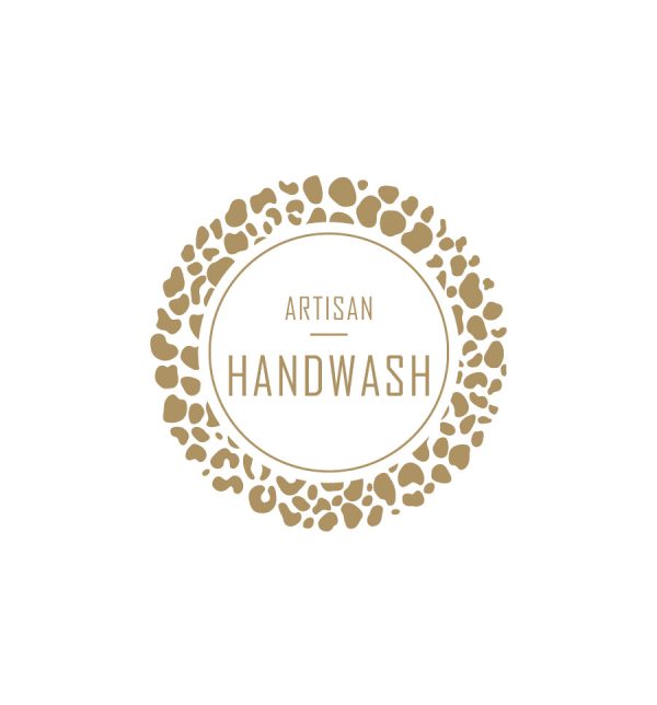 22. Artisan Handwash Label 4.2cm Dia - Transparent with Gold Shiny Foil For Sale