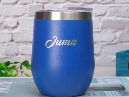 Personalised Blue Round Bottomed Coffee Tumbler Online