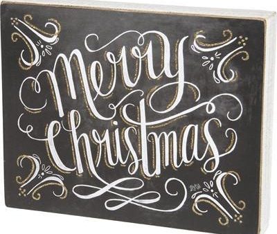 10  Box Sign Primitives by Kathy Merry Christmas Chalk Sign Gold For Discount