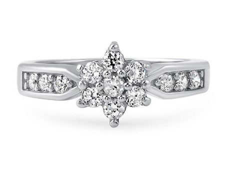 0.85 Carat CZ Cluster Silver Promise Ring Sale