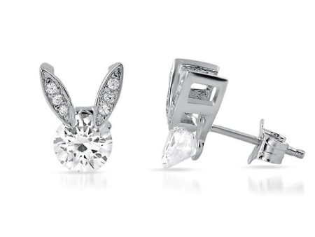 1.5 CTW Tension Set CZ Bunny Earrings For Sale