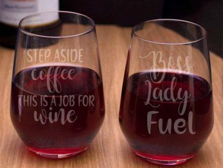 Set of Two Personalised Stemless Wine Glass (Boss) Online Hot Sale