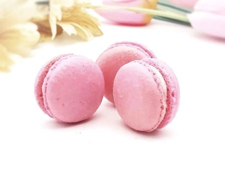 6 Pack light pink macarons | raspberry white chocolate buttercream macaron. Online now