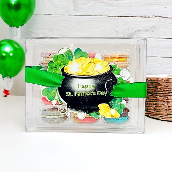 St. Patrick s Day Trio: Butter Rum Green & Gold Heart, Mojito Mint amnd Piña Colada | 12 Pack French Macarons Hot on Sale