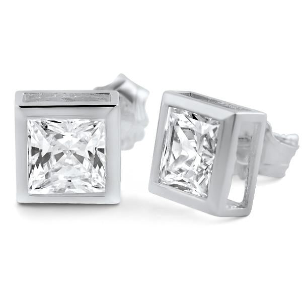 1.40 CWT 5mm Princess Cut Square Bezel Studs For Discount