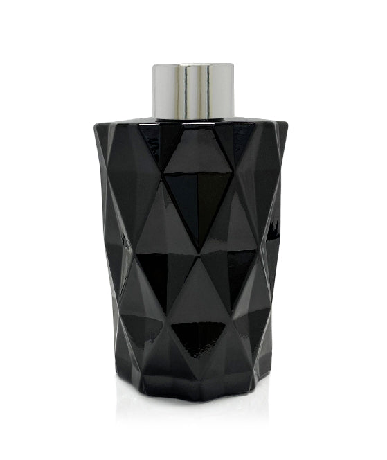 200ml Diamond Cut Black Diffuser Bottle - Silver Collar For Cheap