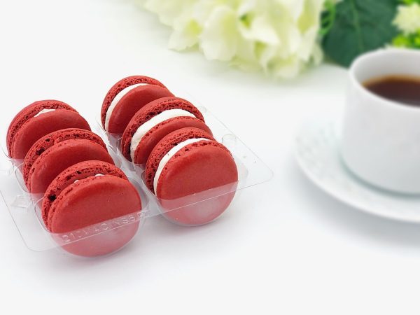 6 Pack  red velvet macarons | ideal for celebratory events. Online Sale