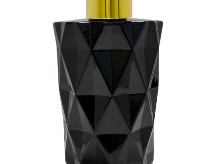 200ml Diamond Cut Black Diffuser Bottle - Gold Collar Online now